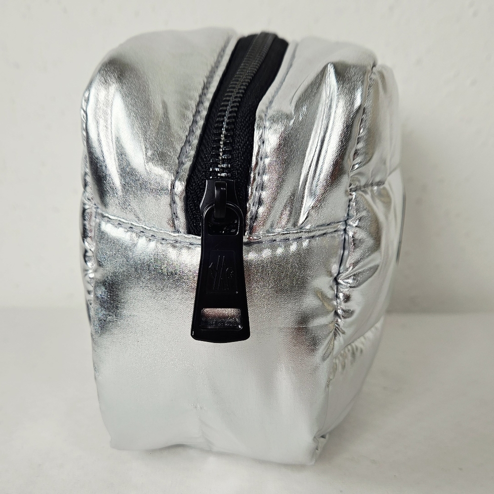 Moncler Parfums Quilted Metallic Silver Cosmetic Travel Pouch - Picture 7 of 12